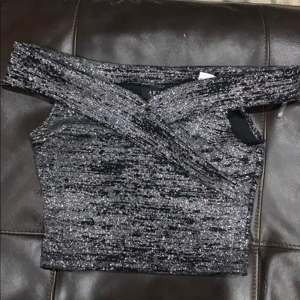 Off the shoulder glitter crop top